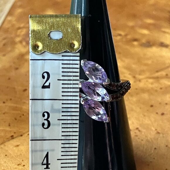 Natural Moroccan Amethyst Red Garnet Sterling Silver Ring Size 7 - Picture 7 of 9